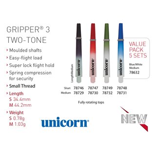 Unicorn Gripper 3 TWO-TONE Shaft medium blau Sparpack = 5 Sets
